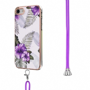 Hoesje voor iPhone SE 2022 Met Koord Exotische Bloemen