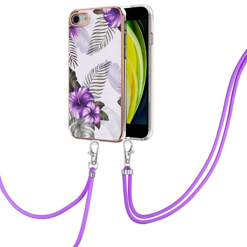 Hoesje voor iPhone SE 2022 Met Koord Exotische Bloemen