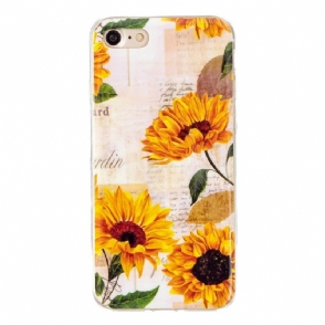 Telefoonhoesje voor iPhone SE 2022 Bescherming Vintage Zonnebloem Fluorescerend