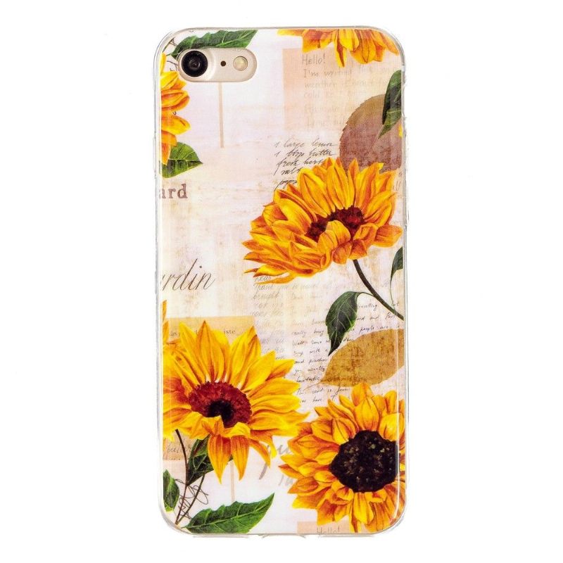 Telefoonhoesje voor iPhone SE 2022 Bescherming Vintage Zonnebloem Fluorescerend