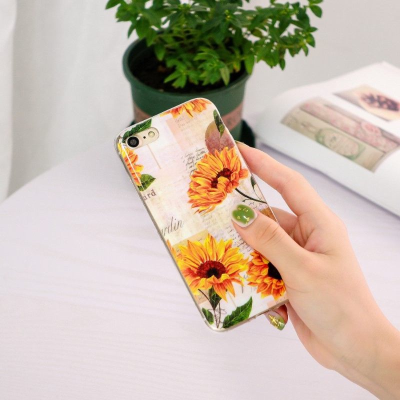 Telefoonhoesje voor iPhone SE 2022 Bescherming Vintage Zonnebloem Fluorescerend