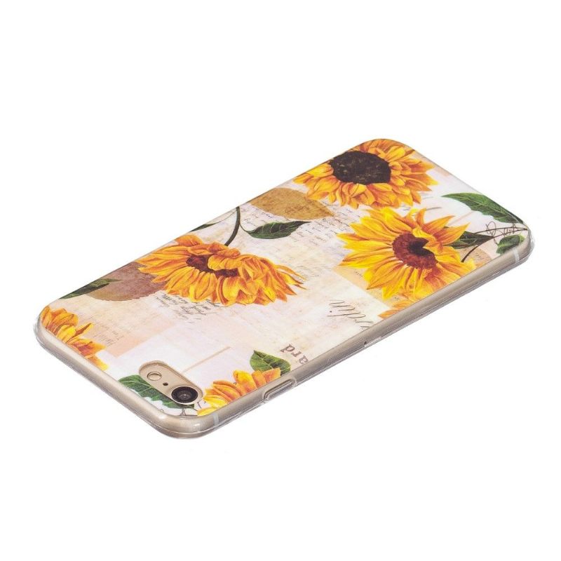 Telefoonhoesje voor iPhone SE 2022 Bescherming Vintage Zonnebloem Fluorescerend