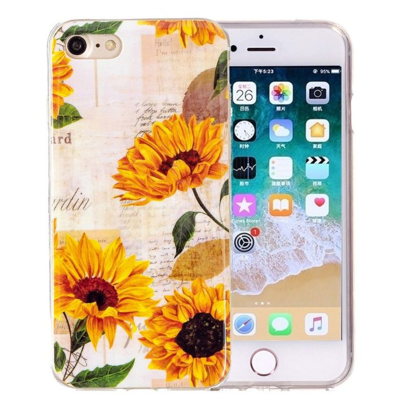 Telefoonhoesje voor iPhone SE 2022 Bescherming Vintage Zonnebloem Fluorescerend