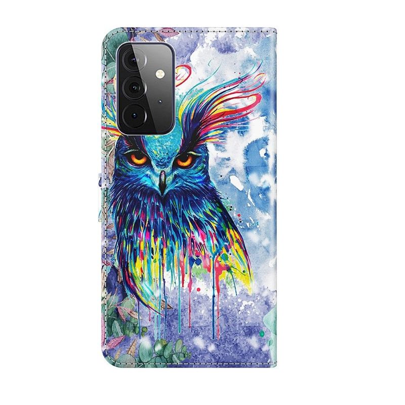 Flip Case voor Samsung Galaxy A72 4G / A72 5G Aquarel Uil