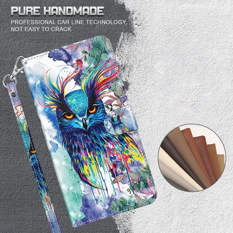 Flip Case voor Samsung Galaxy A72 4G / A72 5G Aquarel Uil