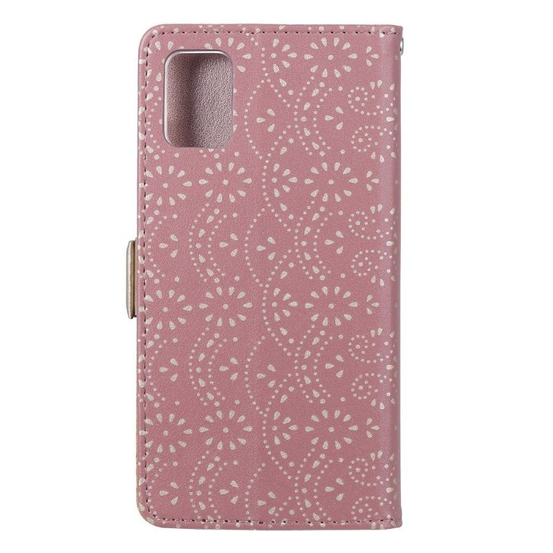 Folio-hoesje voor Samsung Galaxy A72 4G / A72 5G Anti-fall Leereffect Bloemenkant