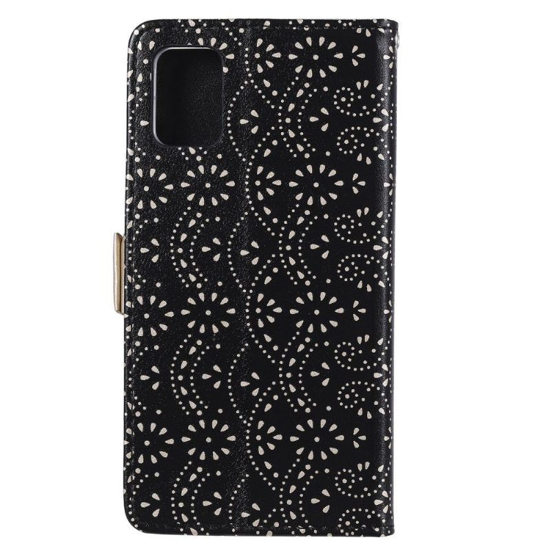 Folio-hoesje voor Samsung Galaxy A72 4G / A72 5G Anti-fall Leereffect Bloemenkant