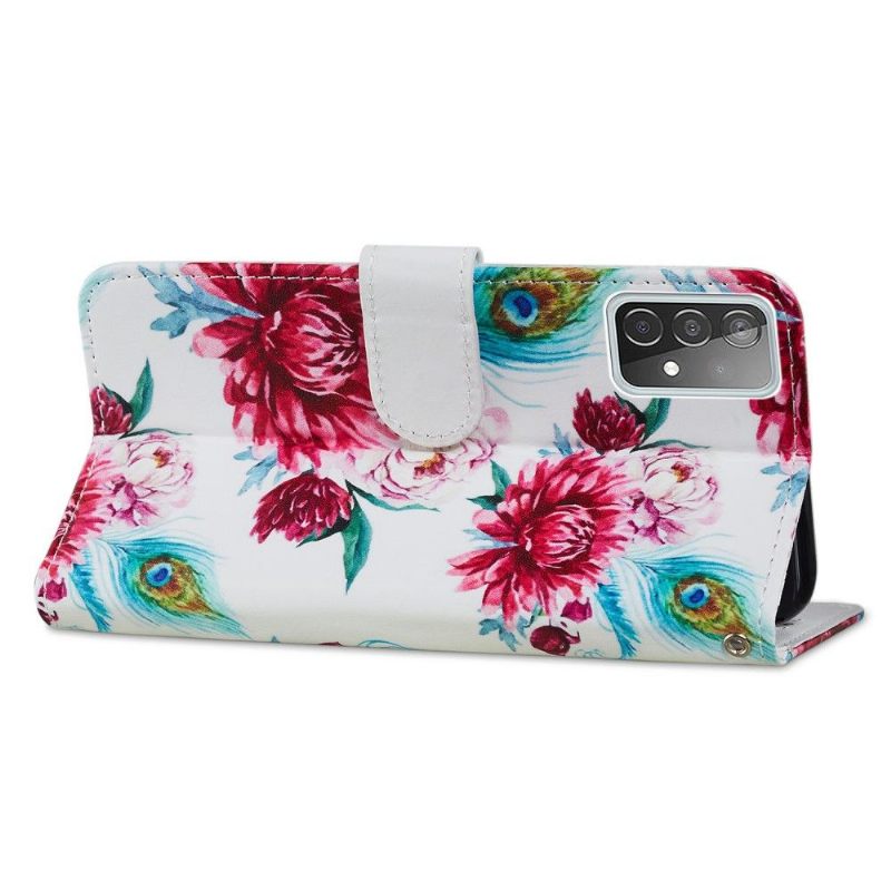 Folio-hoesje voor Samsung Galaxy A72 4G / A72 5G Pauwbloem