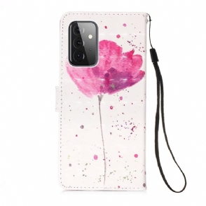 Folio-hoesje voor Samsung Galaxy A72 4G / A72 5G Roze Bloem