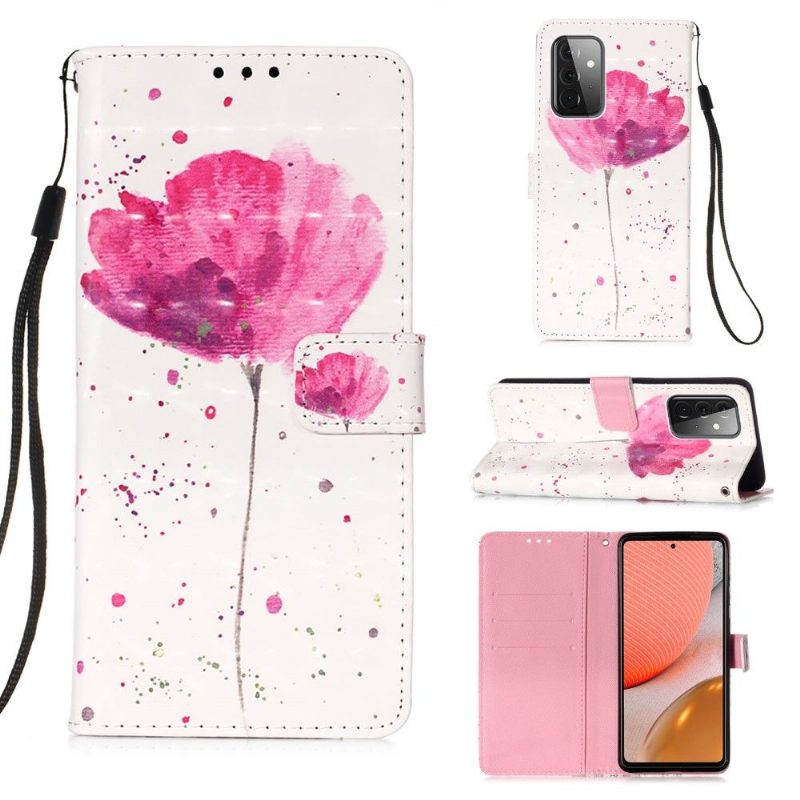 Folio-hoesje voor Samsung Galaxy A72 4G / A72 5G Roze Bloem