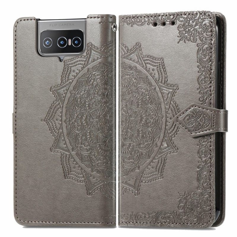 Leren Hoesje voor Asus Zenfone 8 Flip Bescherming Folio-hoesje Mandala-reliëf In Kunstleer