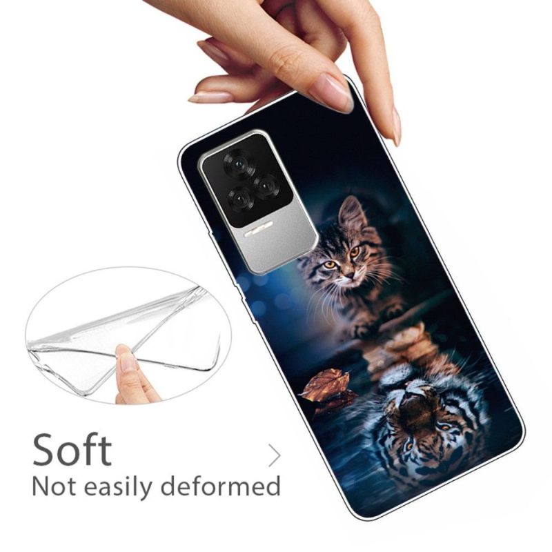 Telefoonhoesje voor Poco F4 Bescherming Kat Reflectie