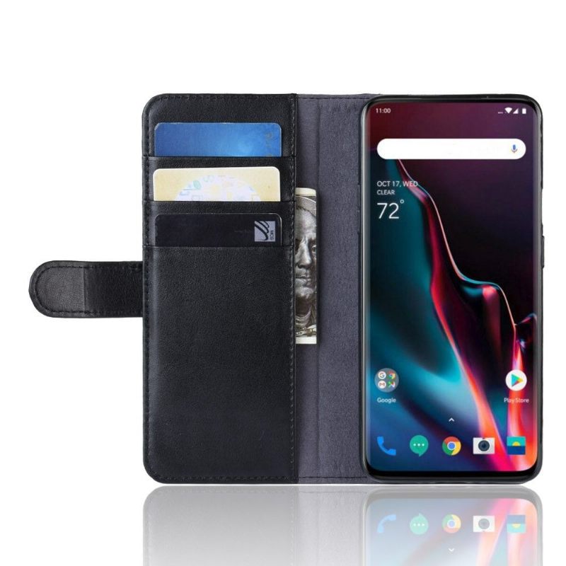 Cover voor OnePlus 7 Pro Premium Lederen Kaarthouder - Zwart