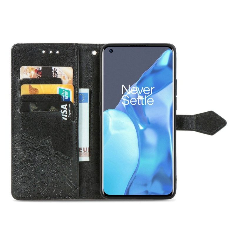 Flip Case voor OnePlus 9 Pro Mandala-reliëf In Kunstleer