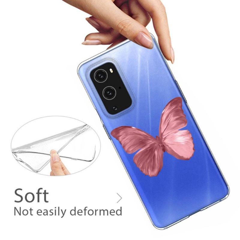 Hoesje voor OnePlus 9 Pro Roze Vlinder