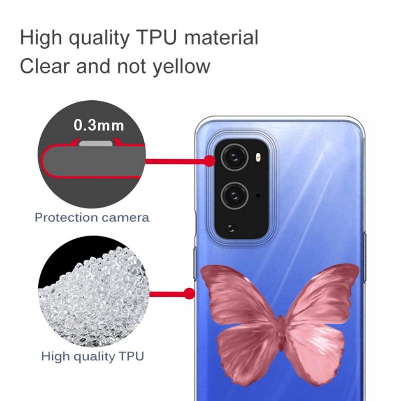 Hoesje voor OnePlus 9 Pro Roze Vlinder