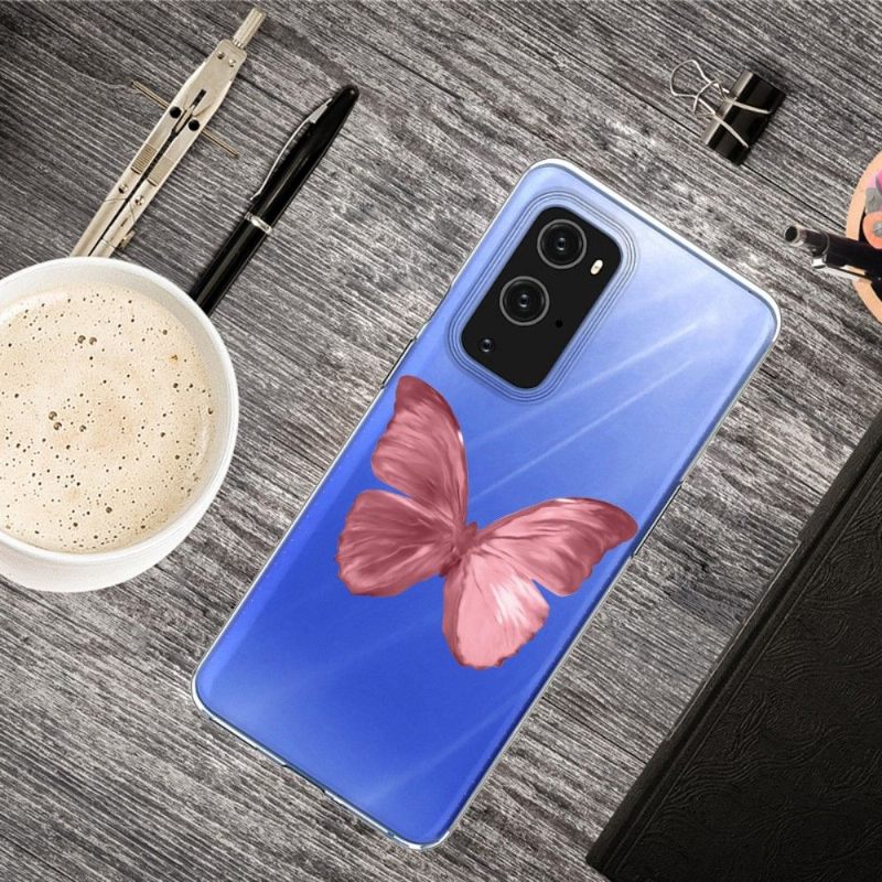 Hoesje voor OnePlus 9 Pro Roze Vlinder