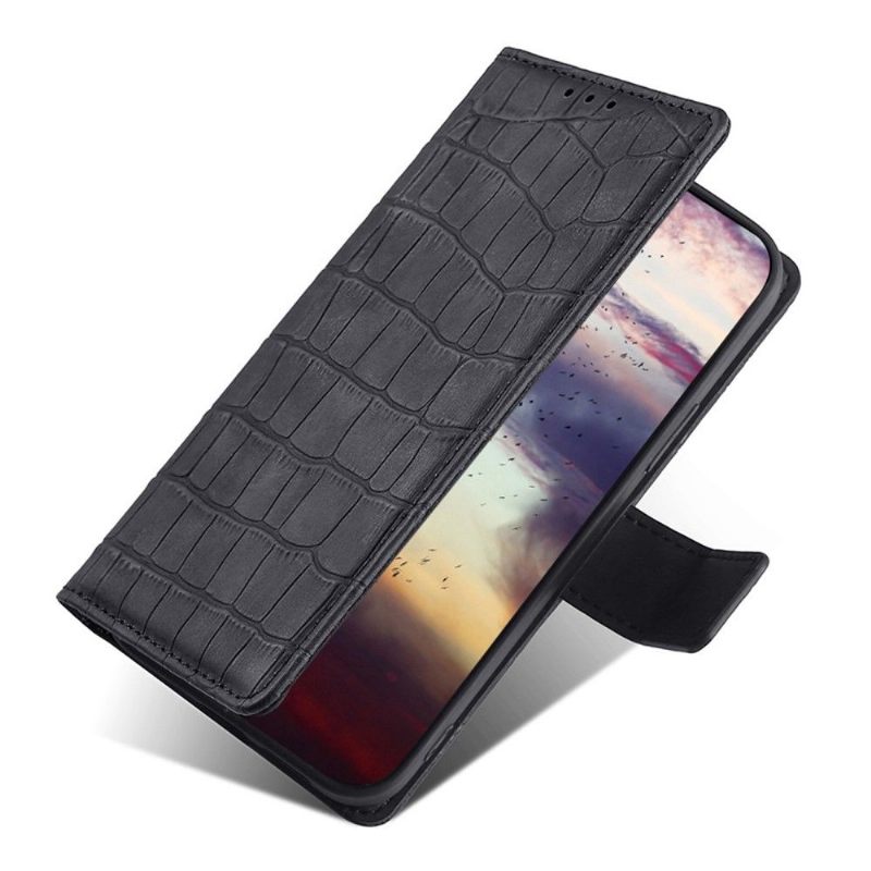 Folio-hoesje voor Samsung Galaxy A13 4G Ana Kunstleer Croco Huideffect