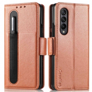 Flip Case voor Samsung Galaxy Z Fold 4 Caseneo Litchi-penhouder Van Imitatieleer