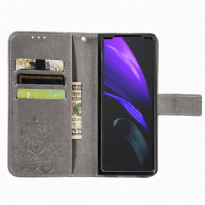 Folio-hoesje voor Samsung Galaxy Z Fold 4 Klaverblaadjes Patroon Met Riem