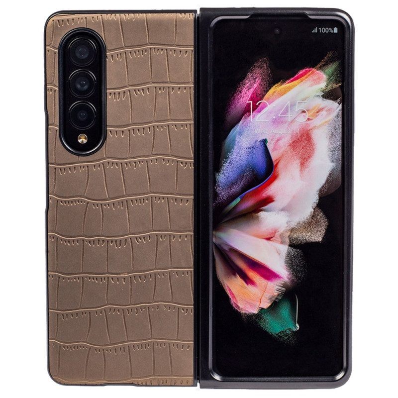 Hoesje voor Samsung Galaxy Z Fold 4 In Reliëf Gemaakte Krokodil