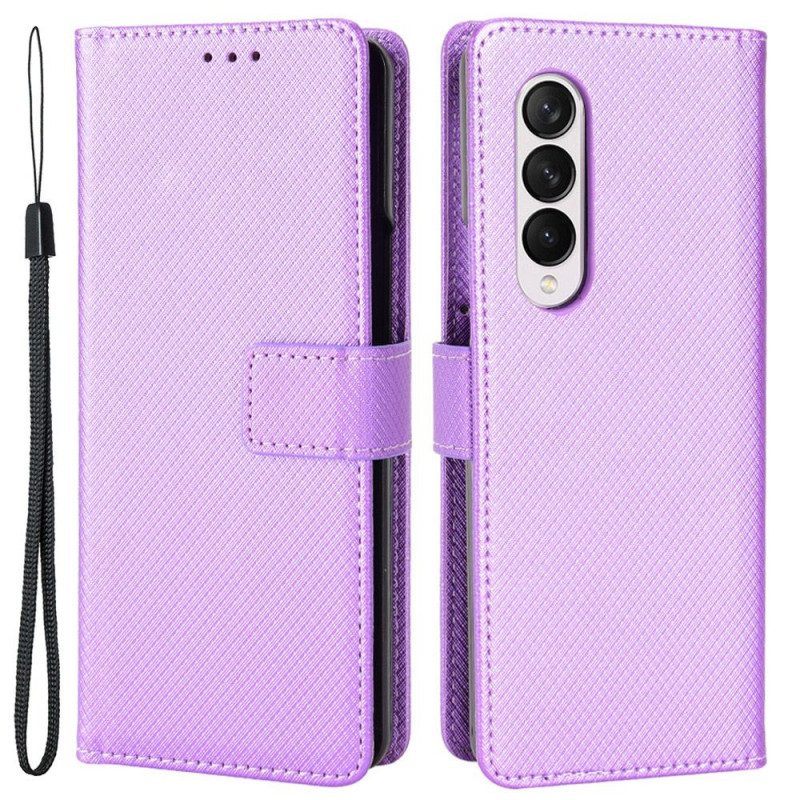 Leren Hoesje voor Samsung Galaxy Z Fold 4 Met Ketting Diamanten Band