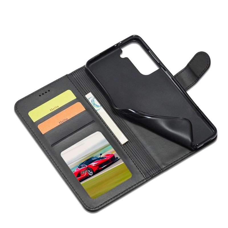 Cover voor Samsung Galaxy S21 5G Portemonnee Leren Lc.imeeke Leereffect