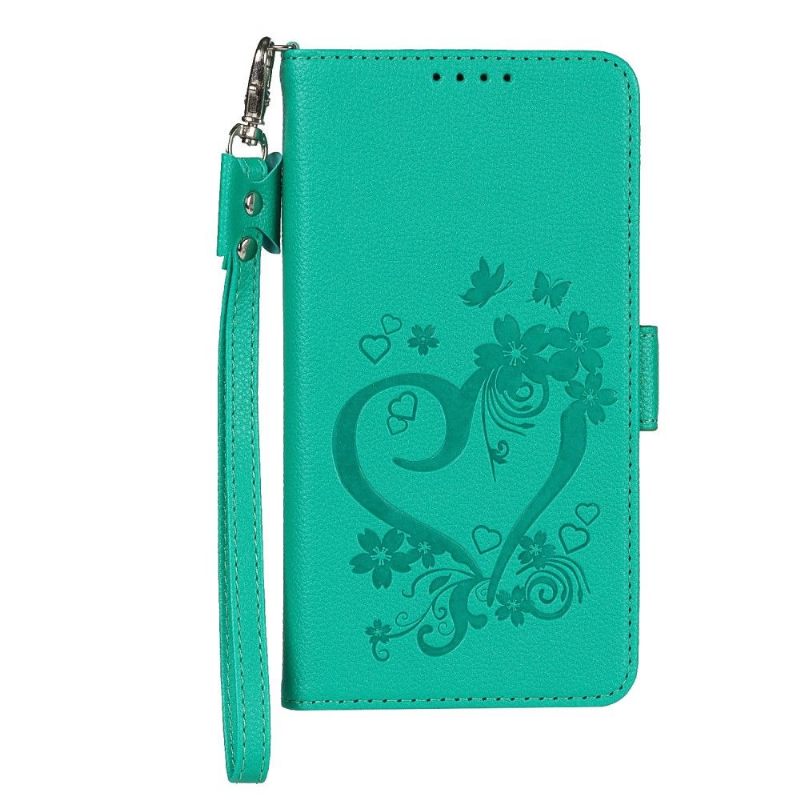 Folio-hoesje voor Samsung Galaxy S21 5G Anti-fall Bloemen Hart