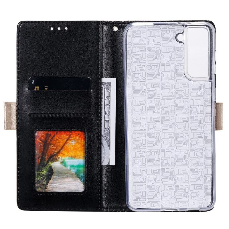 Folio-hoesje voor Samsung Galaxy S21 5G Leereffect Bloemenkant