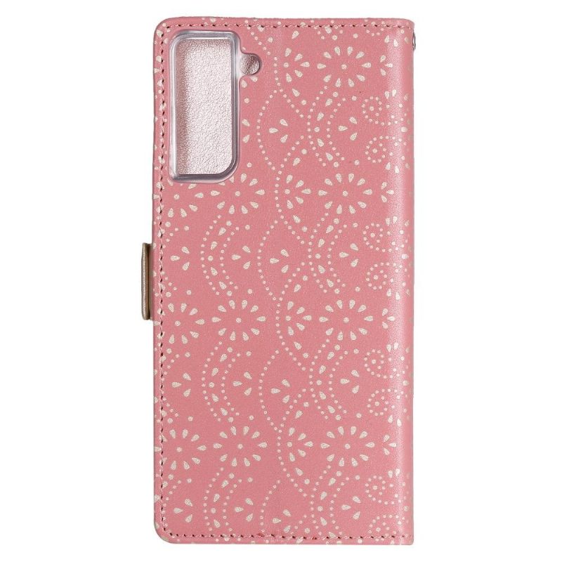 Folio-hoesje voor Samsung Galaxy S21 5G Leereffect Bloemenkant