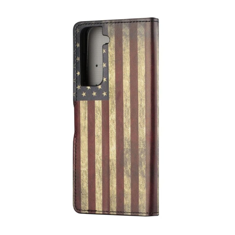 Folio-hoesje voor Samsung Galaxy S21 5G Vintage Amerikaanse Vlag