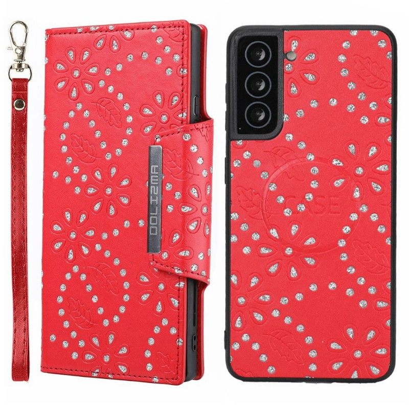 Hoesje Folio-hoesje voor Samsung Galaxy S21 5G Diamanten Bloemen