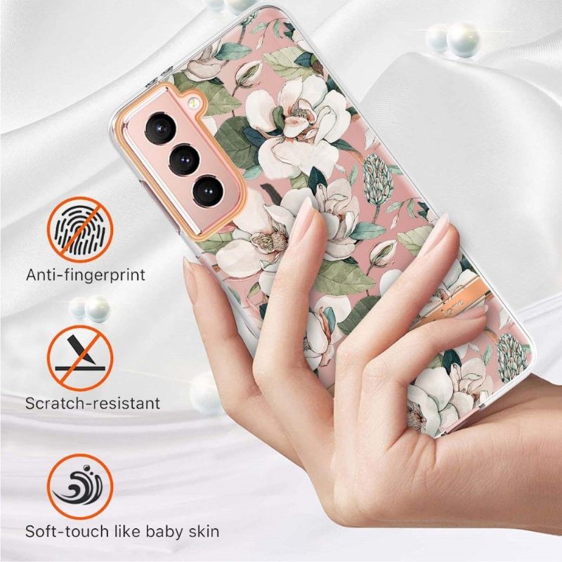 Hoesje voor Samsung Galaxy S21 5G Anti-fall Witte Bloem Gardenia