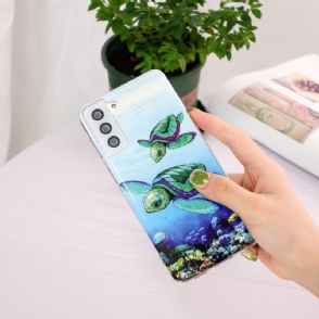 Hoesje voor Samsung Galaxy S21 5G Fluorescerende Schildpadden