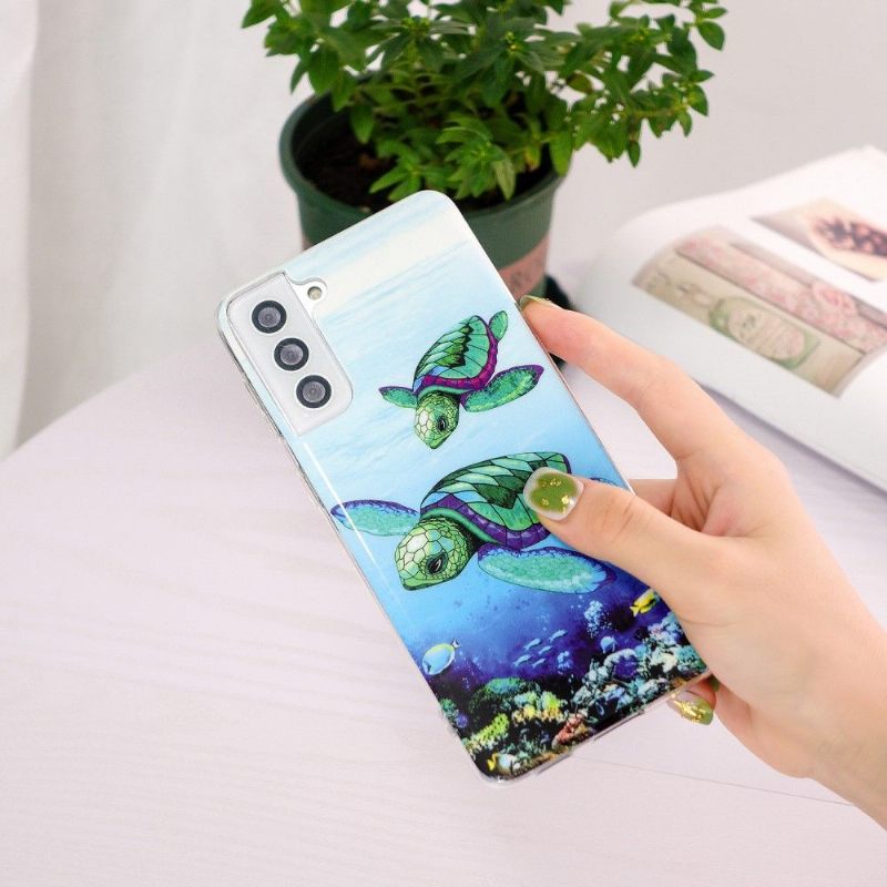 Hoesje voor Samsung Galaxy S21 5G Fluorescerende Schildpadden