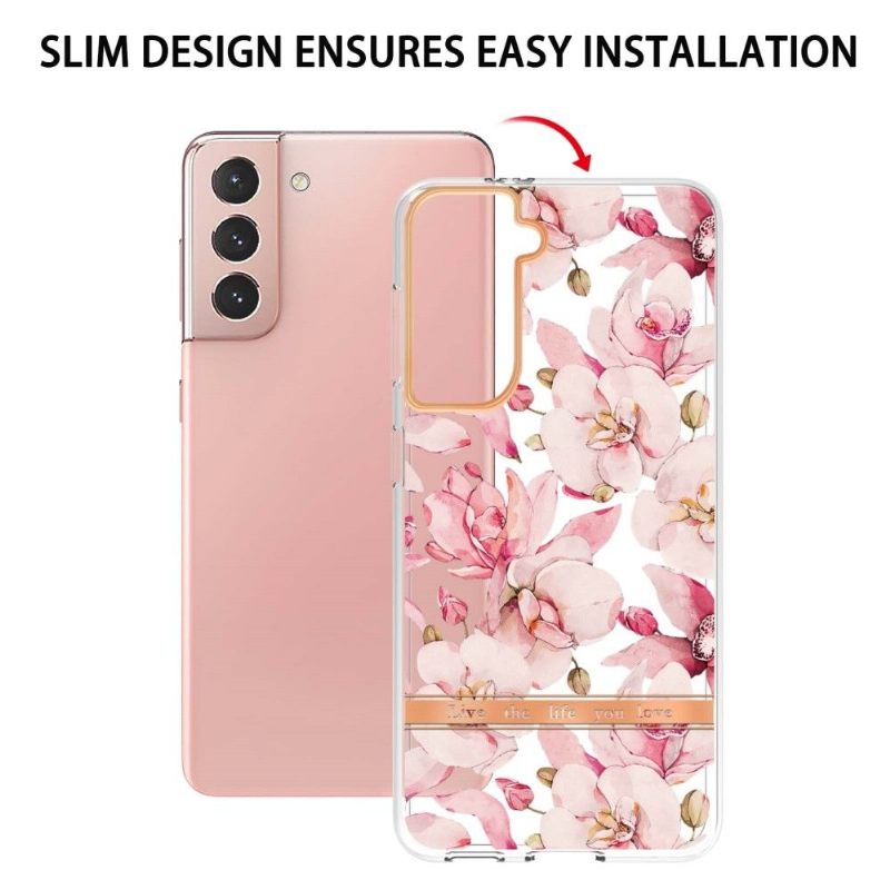 Hoesje voor Samsung Galaxy S21 5G Gardenia Roze Bloem