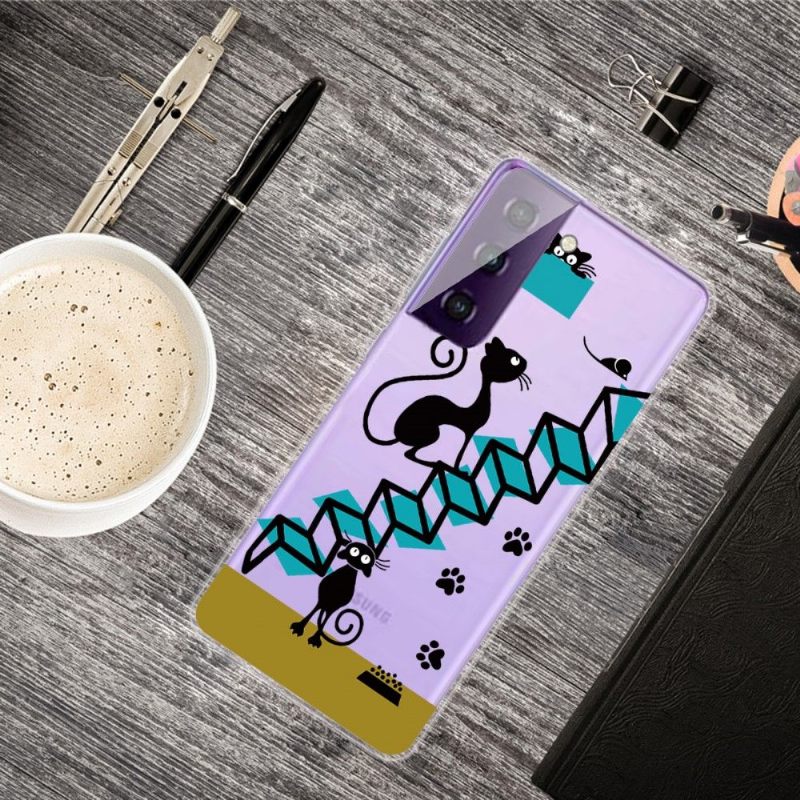 Hoesje voor Samsung Galaxy S21 5G Kattenillustratie