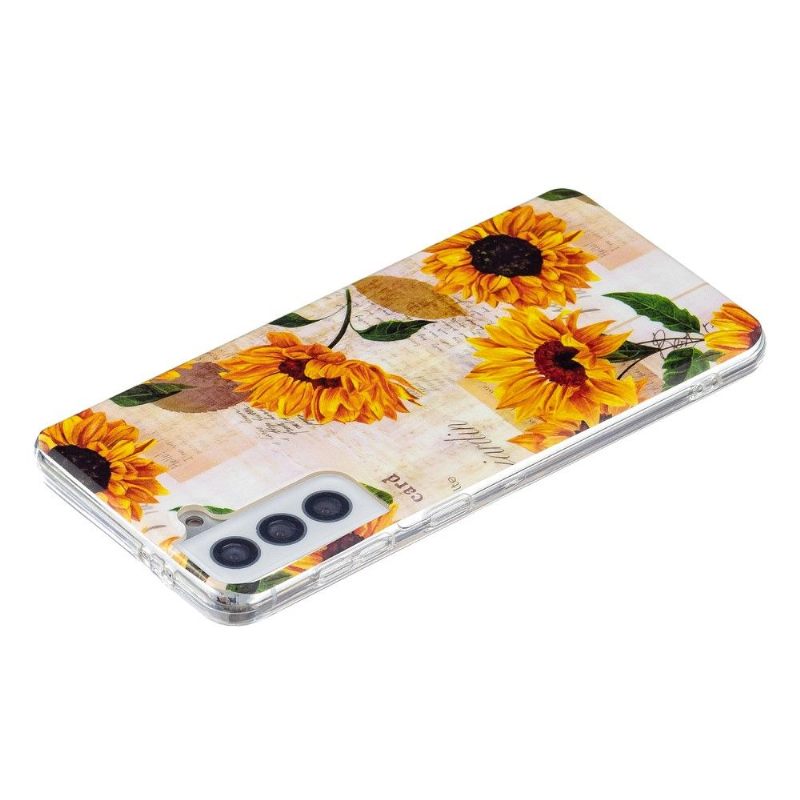 Hoesje voor Samsung Galaxy S21 5G Vintage Zonnebloem Fluorescerend