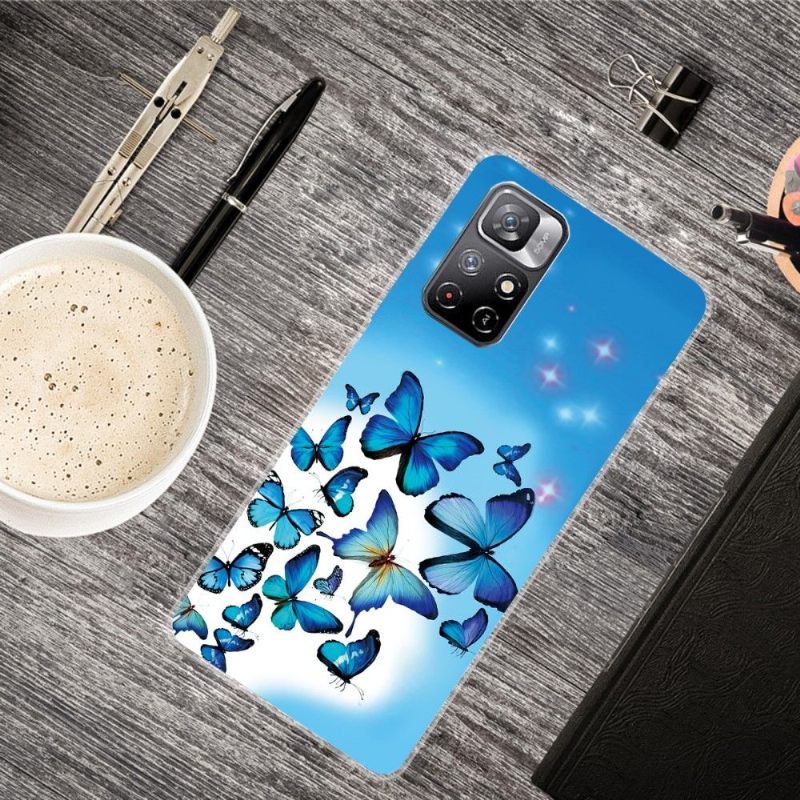 Hoesje voor Poco M4 Pro 5G Blauwe Vlinders