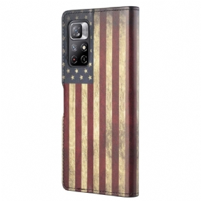 Leren Hoesje voor Poco M4 Pro 5G Bescherming Vintage Amerikaanse Vlag