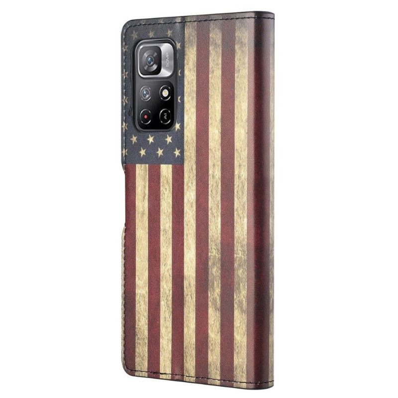 Leren Hoesje voor Poco M4 Pro 5G Bescherming Vintage Amerikaanse Vlag