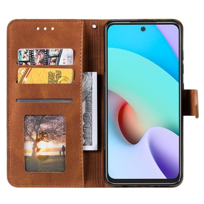 Leren Hoesje voor Poco M4 Pro 5G Met Ketting Folio-hoesje Tweekleurig Folio