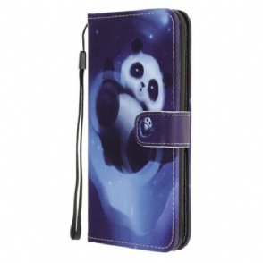 Folio-hoesje voor Samsung Galaxy A52 4G / A52 5G / A52s 5G Met Ketting Panda Space Met Sleutelkoord