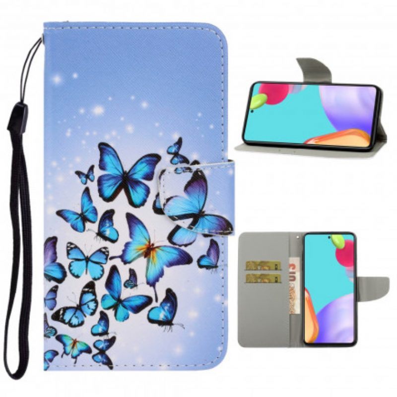 Folio-hoesje voor Samsung Galaxy A52 4G / A52 5G / A52s 5G Met Ketting Vlinderbandvariaties