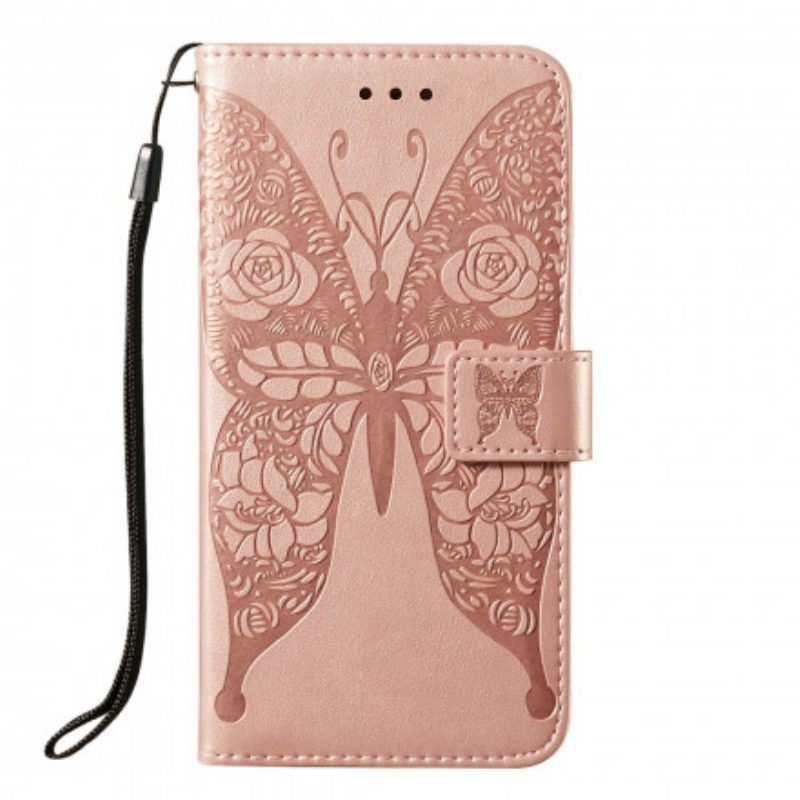 Folio-hoesje voor Samsung Galaxy A52 4G / A52 5G / A52s 5G Vlinder Bloemenpatroon