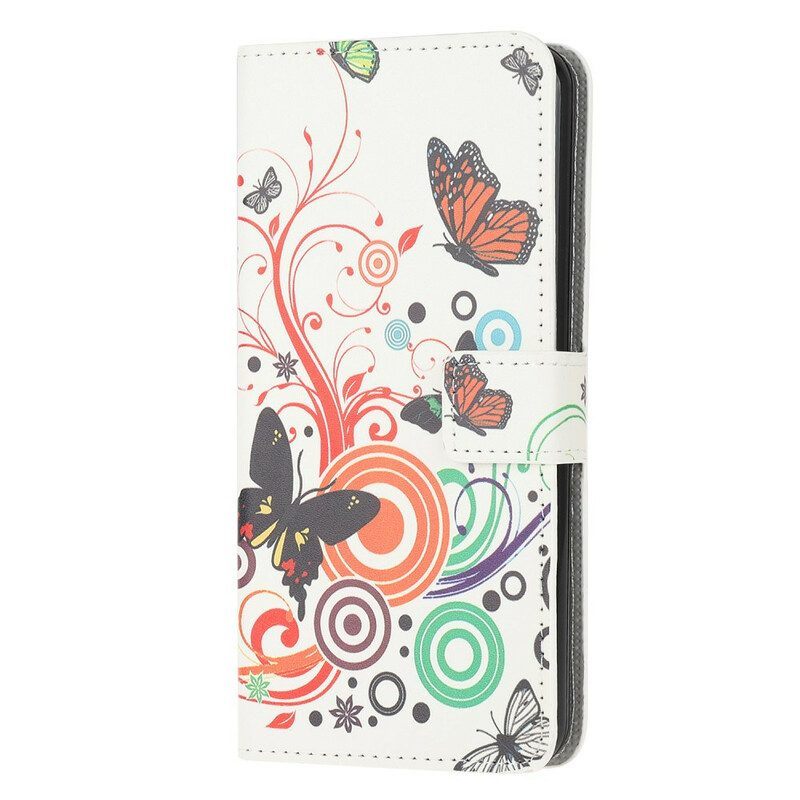 Folio-hoesje voor Samsung Galaxy A52 4G / A52 5G / A52s 5G Vlinders En Bloemen