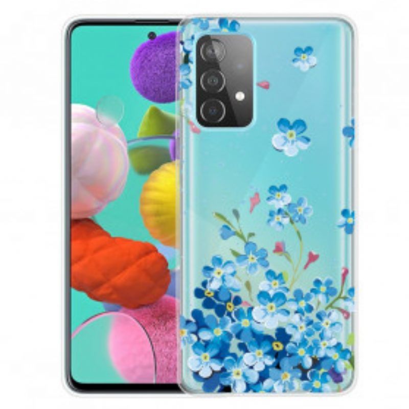 Hoesje voor Samsung Galaxy A52 4G / A52 5G / A52s 5G Blauwe Bloemen