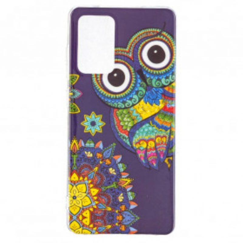 Hoesje voor Samsung Galaxy A52 4G / A52 5G / A52s 5G Fluorescerende Uil Mandala