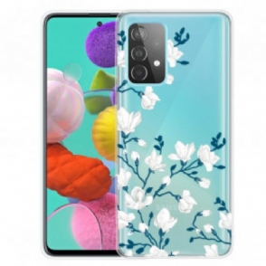 Hoesje voor Samsung Galaxy A52 4G / A52 5G / A52s 5G Witte Bloemen