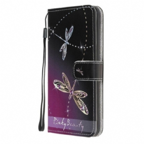 Leren Hoesje voor Samsung Galaxy A52 4G / A52 5G / A52s 5G Met Ketting Strappy Libellen